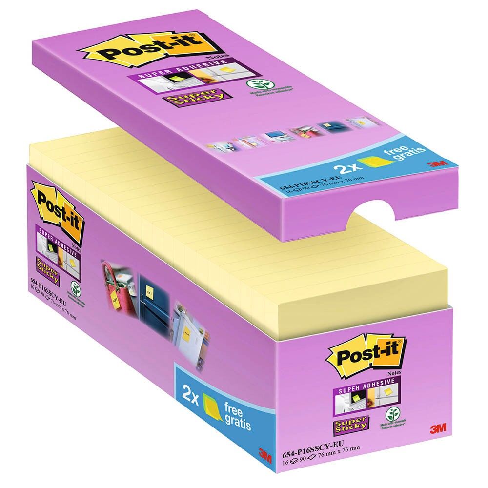 Post-it Haftnotizen extrastark 654 gelb 14 Blöcke + GRATIS 2 Blöcke – Bild 3